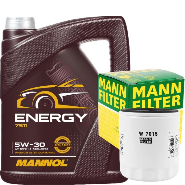 MANN-FILTER Ölfilter + Mannol 5W-30 ENERGY 5 Liter