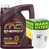 MANN-FILTER Ölfilter + Mannol 5W-30 ENERGY 5 Liter
