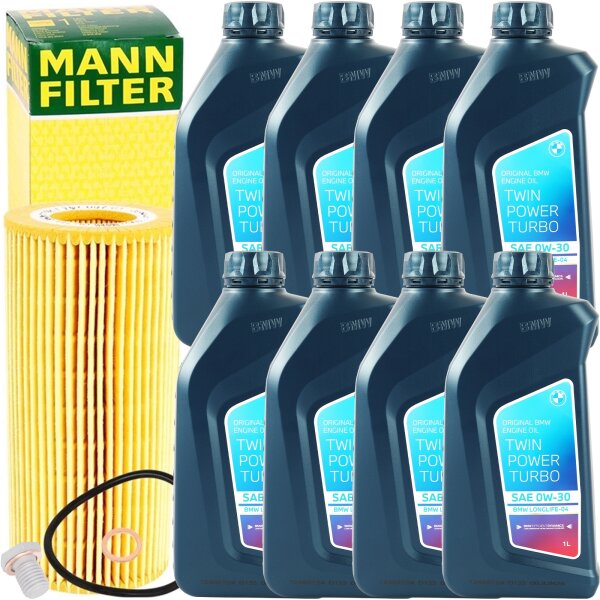 MANN-FILTER Ölfilter + Original BMW 0W-30 Twin Power Turbo Longlife-04, 8L
