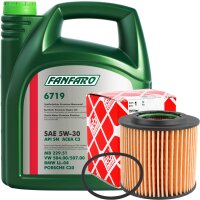 FEBI BILSTEIN Ölfilter + FANFARO 6719 5W-30, 1x5 Liter