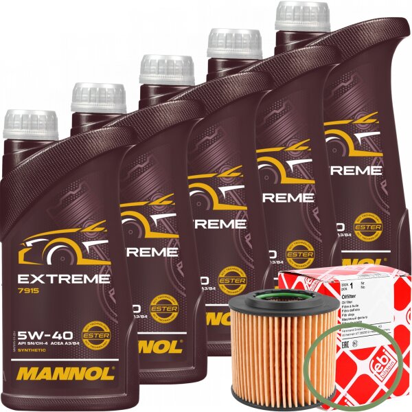 FEBI BILSTEIN Ölfilter + MANNOL Extreme 5W-40, 5x1 Liter