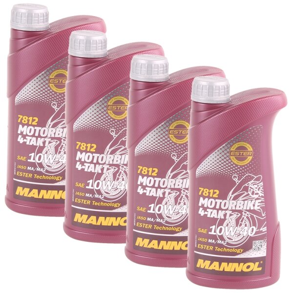 4x MANNOL 10W-40 ESTER Technology 4-Takt Motorbike, 1L