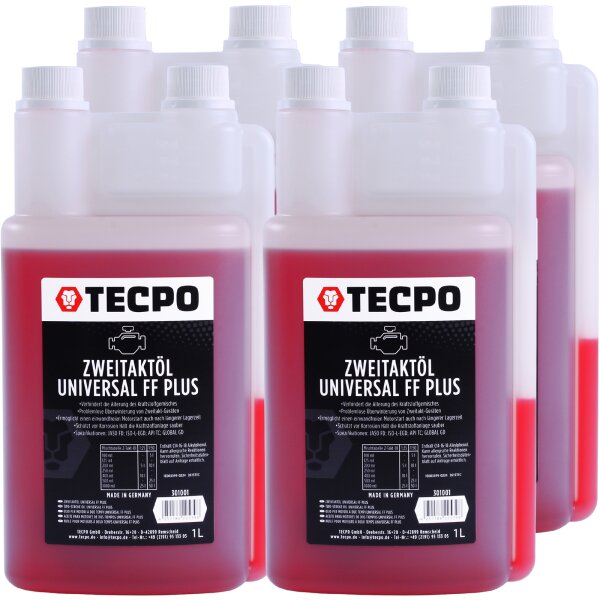 4x TECPO Zweitaktöl FF Plus teilsynthetisches Universal 2-Takt-Öl, 1L