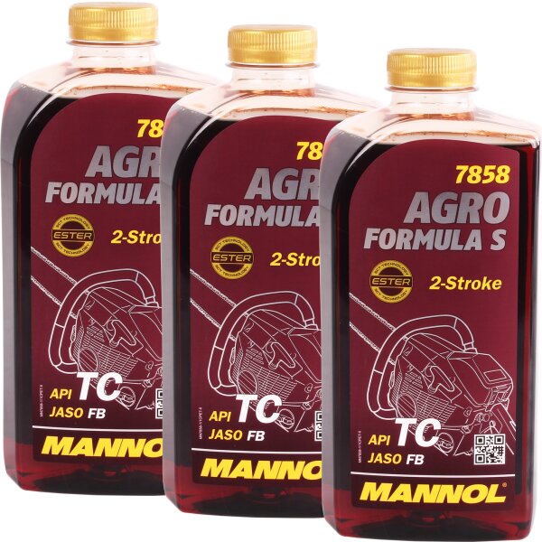 3x MANNOL 2-Takt Öl Agro Formula S, 1L