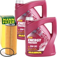 MANN-FILTER Ölfilter + MANNOL Energy Premium 5W-30, 8L