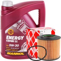 FEBI BILSTEIN Ölfilter + MANNOL Combi LL 5W-30, 5x1...