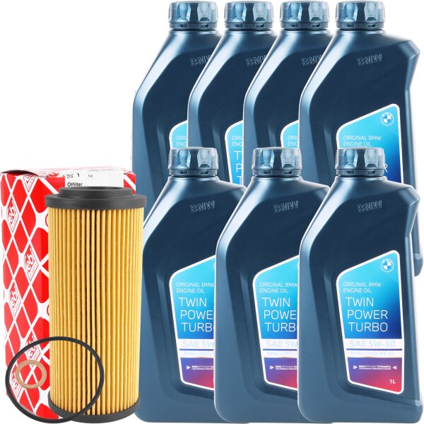FEBI Ölfilter + 7x1 Liter Original BMW 5W-30 Twin Power Turbo LL-04