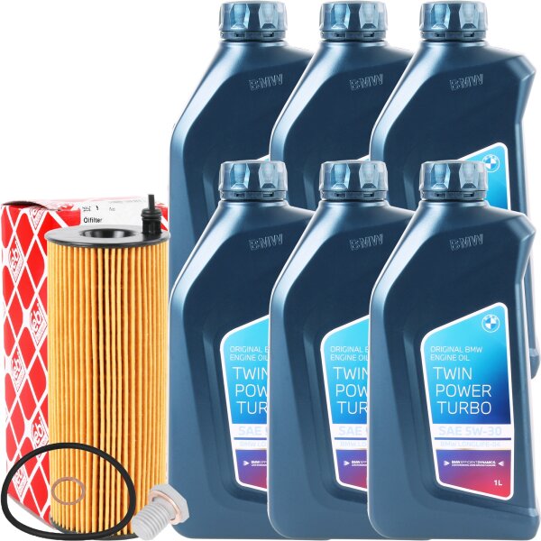FEBI BILSTEIN Ölfilter + OE BMW 5W-30 Twin Power Turbo Longlife-04, 6 Liter