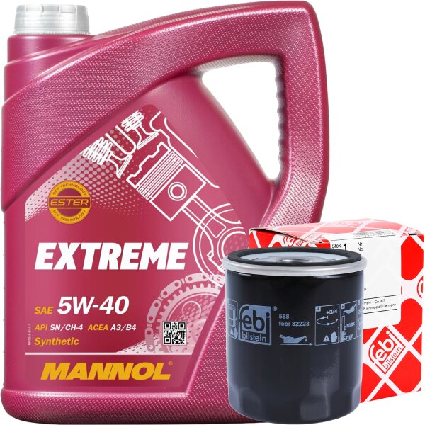 FEBI BILSTEIN Ölfilter + MANNOL Extreme 5W-40, 5 Liter