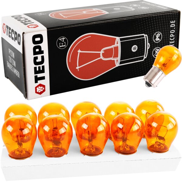 Glühbirnen Blinker 12V 21W, PY21W, BAU15S, 20 Stück (versetzt)