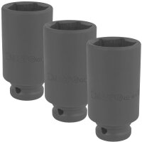 3x TECPO  Kraft-Steckschlüssel-Einsatz, tief, 30 mm