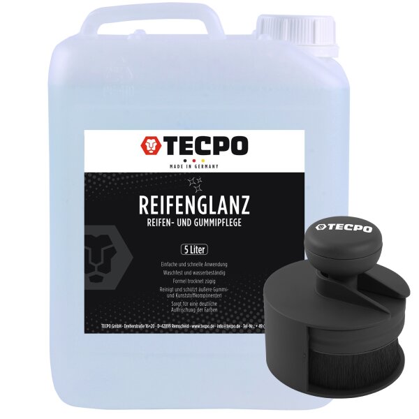 TECPO Reifenglanz und Gummipflege Pflege 5L + Reifen Applikator Bürste