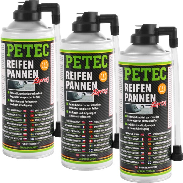 3x PETEC Reifenpannenspray PKW, 400 ml