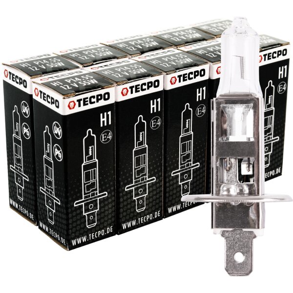 10x TECPO H1 Glühbirnen 12V 55W  P14.5S