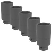 5x TECPO Kraft-Steckschlüssel-Einsatz, tief, 30 mm