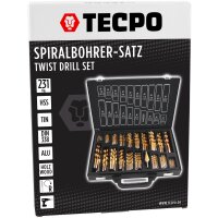 TECPO Spiralbohrer Satz mit Stufenbohrer, HSS Titan nitriert, 1-10 mm, 231-teilig