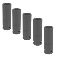 5x TECPO Kraft-Steckschlüssel-Einsatz, tief, 15 mm