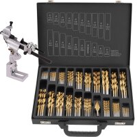 TECPO Spiralbohrer Satz HSS Titan nitriert, 1-10 mm, 231-teilig + BGS ANSCHLEIFVORRICHTUNG