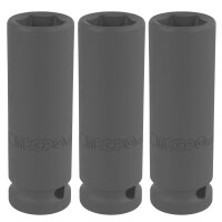 3x TECPO Kraft-Steckschlüssel-Einsatz, tief, 15 mm