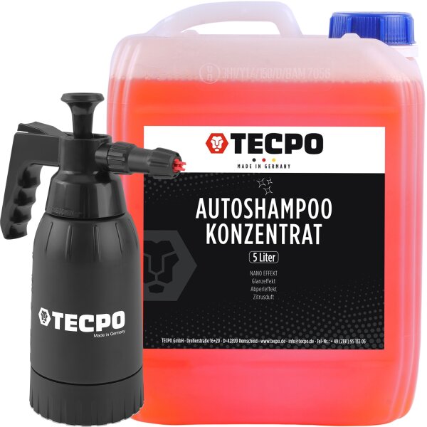 TECPO Autoshampoo Konzentrat 5L + Schaumsprüher Foamya 1L