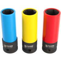 TECPO Drehmomentschlüssel 1/2" 20-200 Nm + Kraft Schoneinsatz Satz 17-19-21 mm Stecknüsse