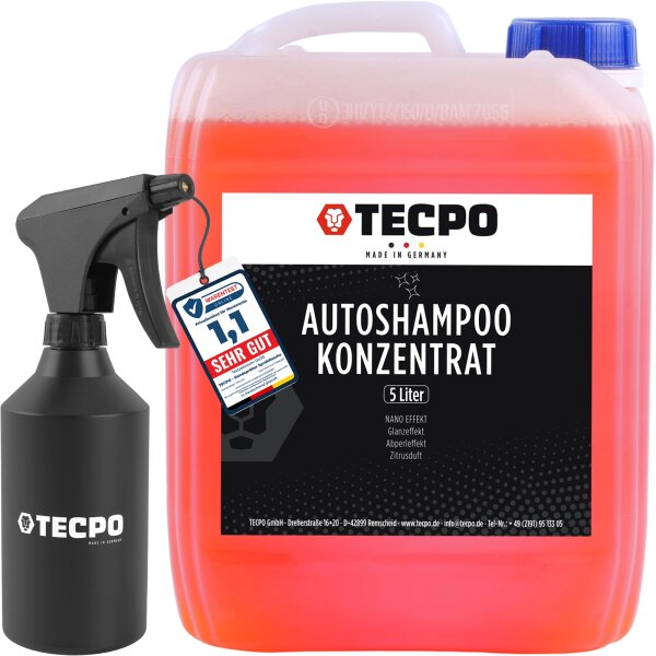 TECPO Autoshampoo Konzentrat 5L + HDPE Sprühflasche 500 ml