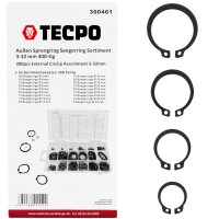 BGS Sprengringzangensatz, 150 mm, 4-tlg. + TECPO Außen Sprengring-Satz, 300-tlg.