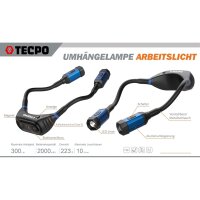 TECPO LED Umhängelampe 300 Lumen 6500K, 2.000mAh Li-lon Akku