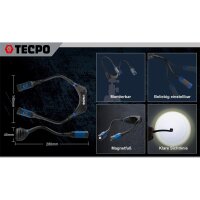 TECPO LED Umhängelampe 300 Lumen 6500K, 2.000mAh Li-lon Akku