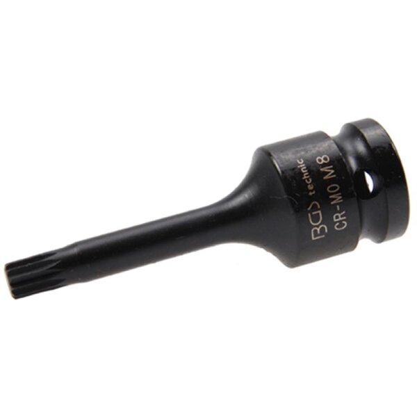 BGS Kraft-Bit-Einsatz | Länge 75 mm | Antrieb Innenvierkant 12,5 mm (1/2") | Innenvielzahn (für XZN) M8