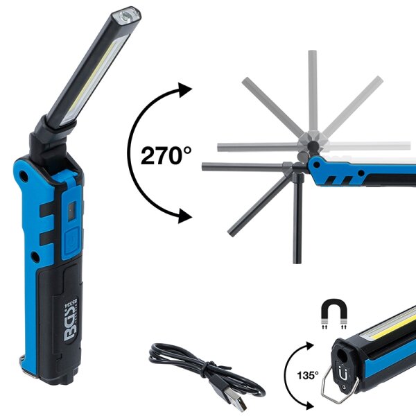 BGS COB LED Akku Knicklampe, 5W Handlampe, magnetisch