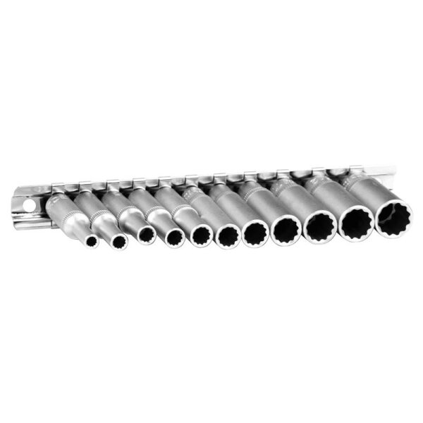 BGS Steckschlüssel-Einsatz-Set, tief, 12-kant, 6,3 mm 1/4", 11-tlg.