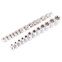 BGS Steckschlüssel-Einsatz-Satz E-Profil | Antrieb Innenvierkant 6,3 mm (1/4") / 10 mm (3/8") | SW E4 - E20 | 12-tlg.