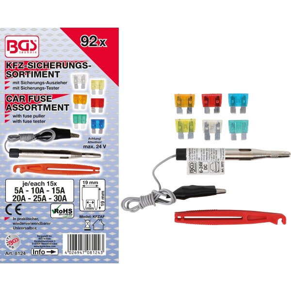 BGS Kfz-Sicherungs-Sortiment | Standard | 92-tlg.