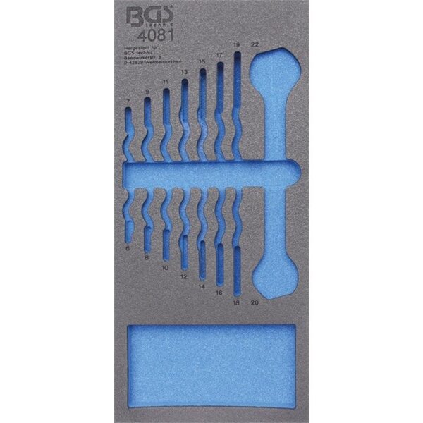 BGS 1/3 Werkstattwageneinlage, leer für: Doppelmaulschlüssel-Satz, 6-22 mm, 8-tlg.