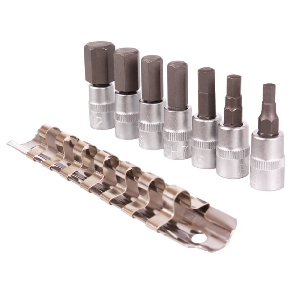 BGS Bit-Einsatz-Satz | Antrieb Innenvierkant 6,3 mm (1/4") | Innensechskant 4 - 12 mm | 7-tlg.