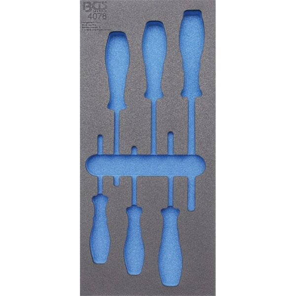 BGS 1/3 Werkstattwageneinlage, leer für: T-Profil-Schraubendreher, T15-T40, 6-tlg.