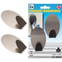 BGS Edelstahl-Klebehaken 2-tlg., 4,5 x 7 cm Traglast max....
