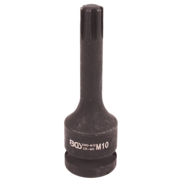 BGS Kraft-Bit-Einsatz | Länge 75 mm | Antrieb Innenvierkant 12,5 mm (1/2") | Keil-Profil (für RIBE) M10