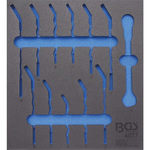 BGS 2/3 Werkstattwageneinlage, leer: Ratschenring-Maulschlüssel 90° stufenlos abwinkelbar, 8-19 mm, 12-t