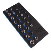 BGS Werkstattwageneinlage 1/3: Steckschlüssel-Einsätze Zwölfkant | 6,3 mm (1/4") / 12,5 mm (1/2") | 29-tlg.