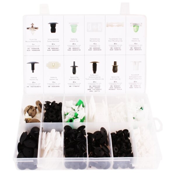 BGS Verkleidungs Clip Sortiment für VW Fahrzeuge, 255-teilig