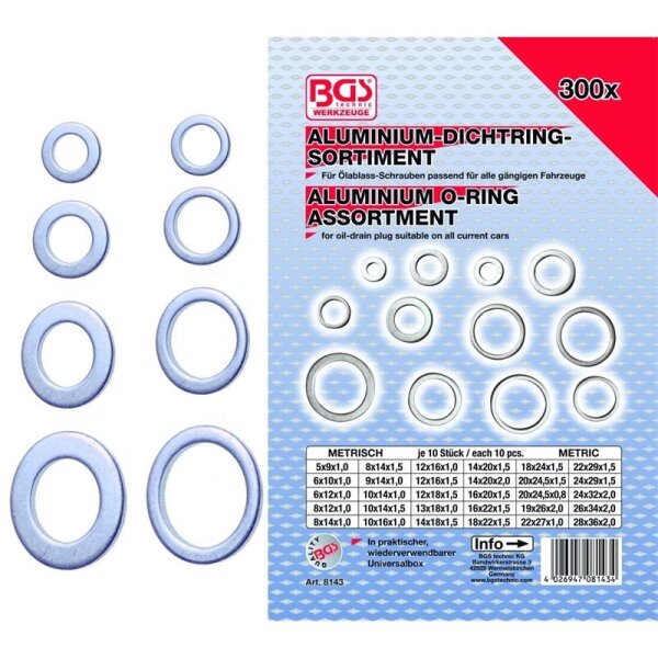 BGS Dichtring-Sortiment | Aluminium | 300-tlg.